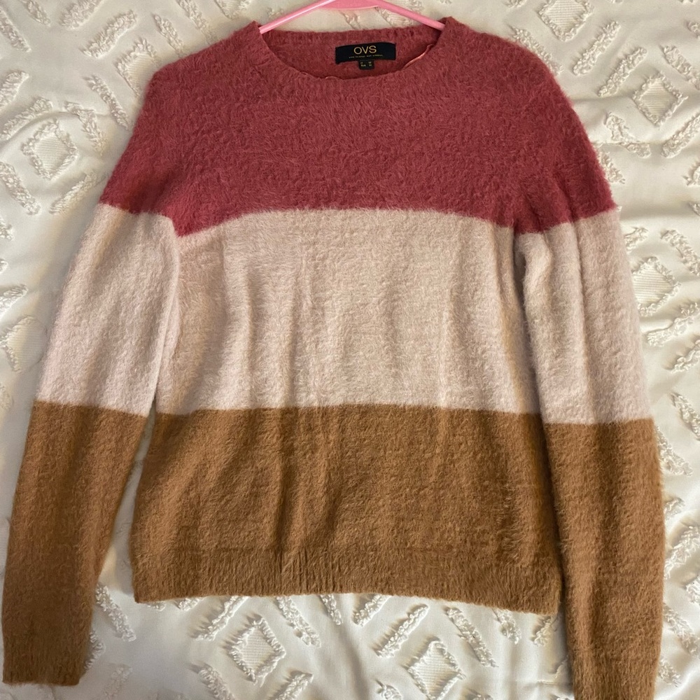 Italian Brand OVS Fuzzy Striped Sweater ❤️
